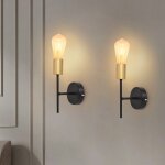 Applique murale d'int�rieur vintage - e27 industriel 1 ampoule �clairage mural lampe de couloir noire ...
