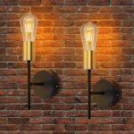 Applique murale d'int�rieur vintage - e27 industriel 1 ampoule �clairage mural lampe de couloir noire ...