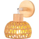 Applique murale int�rieure 15cm lampe murale r�glable en bois et rotin r�tro e27 luminaire applique vintage ...