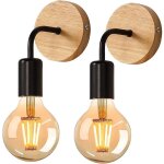 Applique murale int�rieure 2 pi�ces, lampes murales en bois e27, luminaire murales, noir