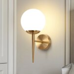 Applique murale int�rieure - �clairage mural, boule de verre, escalier, or vintage, lampe de couloir, ...