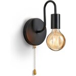 Applique murale int�rieure avec interrupteur � tirette, industrielle vintage lampe murale noir fer e27 ...