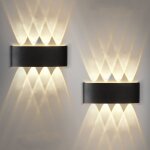Applique murale led lot de 2 zmh appliques murales d'ext�rieur noires - lampe d'ext�rieur 7 w - ip65 ...