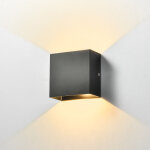 Applique murale led 6w dimmable int�rieur, lumi�re blanche chaude 3000k, bo�tier carr�e noir en aluminium, ...