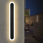 Applique murale led exterieur - eclairage mural ip65 etanche 50cm noir lampe d'exterieur ovale 3000k ...