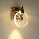 Applique murale led moderne et cr�ative en cristal avec abat - jour rond en cristal � bulles, lampe de ...