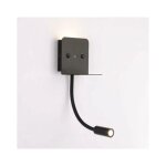 Applique murale led slange 3 w + lampe de lecture avec port usb - noir