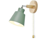 Applique murale macaron minimaliste moderne, interrupteur bois courroie verte, culot 10 cm, douille e27, ...