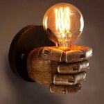 Applique murale main gauche poing retro style de decoration de loft industriel antique creative lampe ...