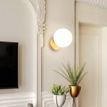 Applique murale moderne plafonniers luminaires verre lampe murale interieur e27 blanc laiteux + cuivre ...