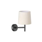 Applique murale noire mathy abat jour en lin cr�me