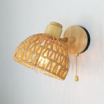 Applique murale en osier, lampes en osier avec interrupteur � tirette, lanterne murale � abat - jour ...