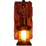 Applique murale vintage en bois, lampe murale en verre et mtal, applique murale rustique antique pour ...