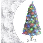 Arbre de no�l artificiel pr� - �clair� blanc 120 cm fibre optique vidaxl
