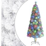 Arbre de no�l artificiel pr� - �clair� blanc 210 cm fibre optique vidaxl