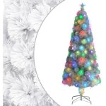 Arbre de no�l artificiel pr� - �clair� blanc 210 cm fibre optique vidaxl