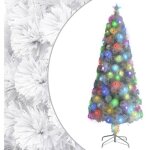 Arbre de no�l artificiel pr� - �clair� blanc 240 cm fibre optique vidaxl