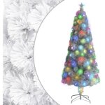 Arbre de noël artificiel pré - éclairé blanc 240 cm fibre optique vidaxl Arbre de noël artificiel pré - éclairé blanc 240 cm fibre optique vidaxl