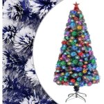 Sapin de nol artificiel led blanc et bleu 120 cm fibre optique