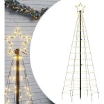 Sapin de no�l � led avec piquets 220 led blanc chaud 180 cm vidaxl