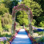 Arche de jardin de 230 cm de hauteur pour plantes grimpantes avec structure metallique revetue pe aide ...