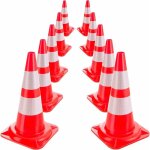 C�ne de signalisation orange blanc r�fl�chissant 50 cm c�nes de circulation 10 pi�ces - arebos