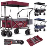 Arebos - chariot de luxe avec toit chariot de plage chariot  main pliable 100 kg