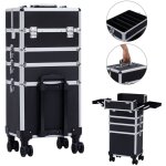 Arebos 4 en1 valise de maquillage xl valise de pilote valise de coiffeur noir