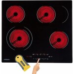 Arebos - table de cuisson vitrocramique autarcique 4 zones de cuisson 59 cm 6600 w