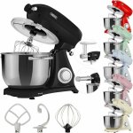 Arebos - robot de cuisine 1800w 6l acier inoxydable bol mlangeur 6 tapes noir