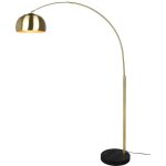 Argentine lampadaire arc en m�tal laiton et noir avec base en marbre noir h. 200cm