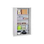 Armoire d'atelier portes rideaux grise - 4 �tag�res - dim 1200x450x1950mm - w030060001
