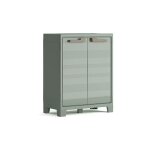Armoire basse planet outdoor en rsine multifonctions pour intrieur et extrieur - tagres et pieds ...