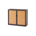 Armoire basse � rideaux monoblocs generic 100 x 120 cm - anthracite / ch�ne clair