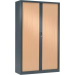 Les tendances - armoire de bureau portes à rideaux 3 étagères Les tendances - armoire de bureau portes à rideaux 3 étagères