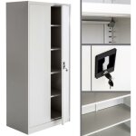 Helloshop26 - armoire de bureau verrouillable dot�e de 4 �tag�res meuble 5 niveaux gris