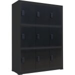 Armoire � casiers avec serrure � combinaison num�rique - noir - 112 x 42 x 150 cm - 9 casiers