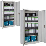 Lot de 2 armoires classement en mtal 4 tagres rglables gris
