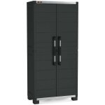 Armoire haute en plastique 4 �tag�res renforc�es 88x45x181h cm. garage xl noir