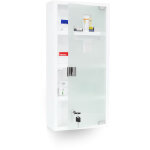 Armoire  pharmacie blanche inox avec porte magntique en verre opale hx l x p 57 x 27 x 12 cm, blanc ...