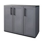 Armoire de rangement garage atelier - armoire basse 3 portes et 1 �tag�re r�glable polypropyl�ne 102x37h84 ...