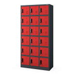 Armoire vestiaire consigne pour les v�tements, 18 casiers karol, 900 x 1850 x 400 mm, rouge anthracite ...
