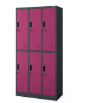 Armoire vestiaire pour v�tements de travail, 6 portes igor, 900 x 1850 x 450 mm, fuchsia anthracite