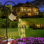 Arrosoir solaire avec cascade de lumi�res �tanche - lanterne solaire suspendue d�corative pour jardin, ...