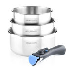 Arthur martin - set de 3 casseroles 16 - 18 - 20 cm am3710 - acier inoxydable - poign�e amovible - tous ...