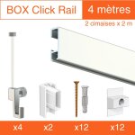 Arti teq - cimaise box artiteq click �co - kit accrochage tableau 4 m�tres , blanc laqu�