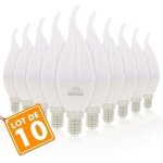 Lot de 10 ampoules led e14 flamme 5w eq 40w température de couleur: blanc chaud 3000k Lot de 10 ampoules led e14 flamme 5w eq 40w température de couleur: blanc chaud 3000k