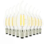 Lot de 10 ampoules led flamme e14 4w filament eq 40w blanc chaud