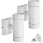 Lot de 2 appliques venice blanches ext�rieure double faisceau avec 4 ampoules led gu10 5w temp�rature ...
