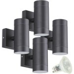 Lot de 4 appliques venice noir ext�rieure double faisceau avec 8 ampoules led gu10 5w temp�rature de ...